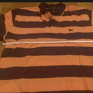 The Black Dog Men's Polo - Orange and Navy Stripes size L